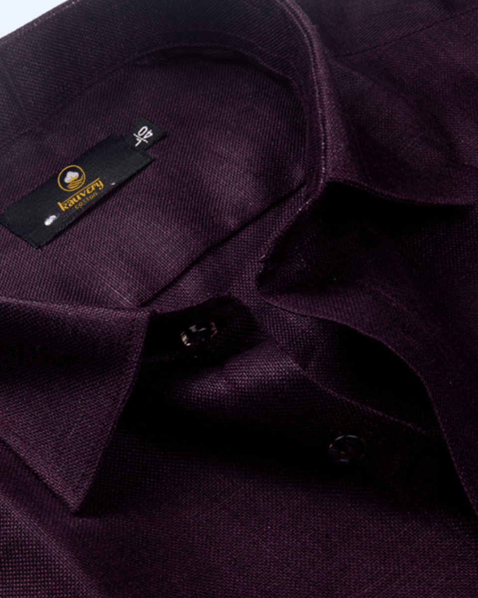 Pure Linen Dark Wine Colour Men's Shirts