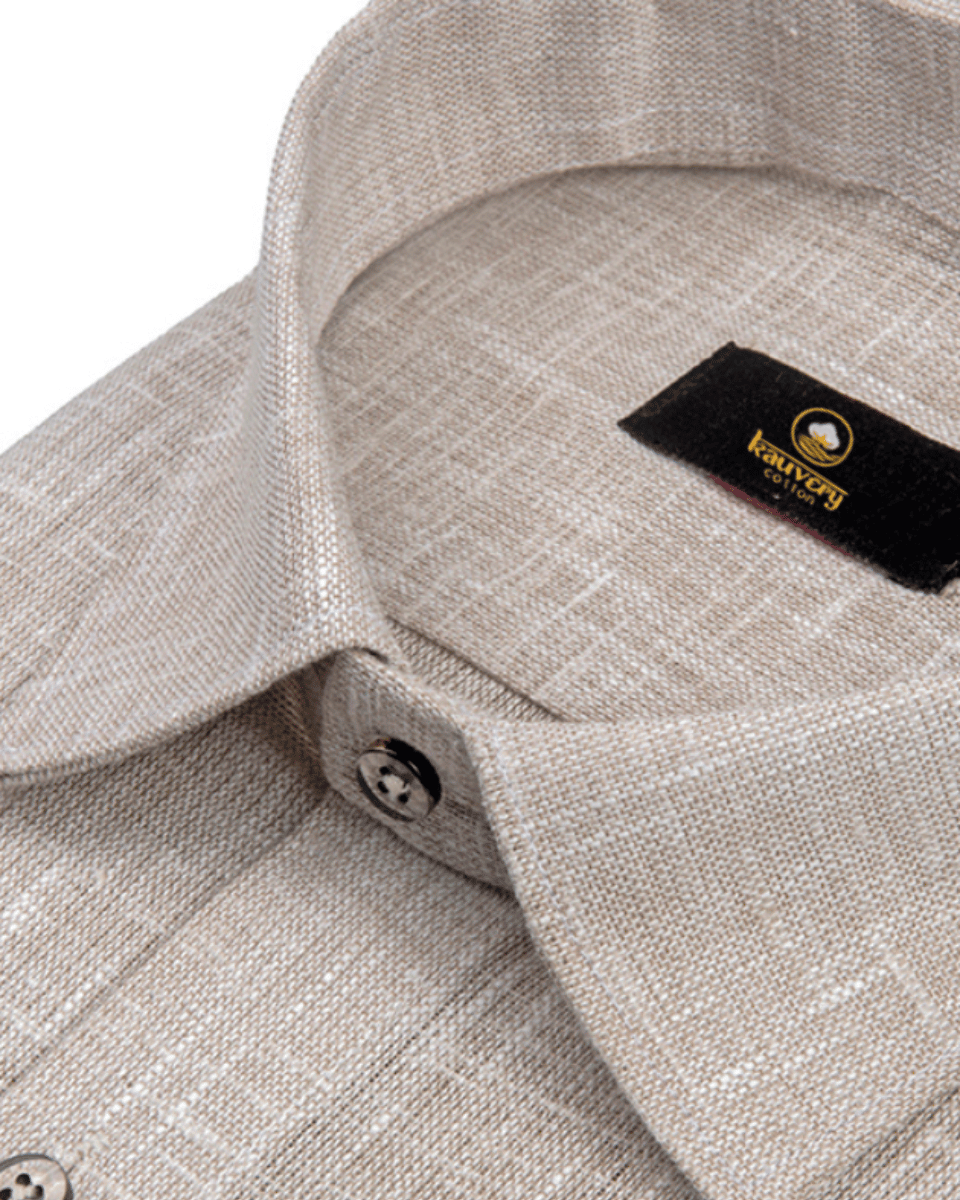 Pure Linen Light Mustard Colour Mens Shirts
