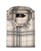 Linen Digital Printed Cream with Grey Colour Shirt for Men