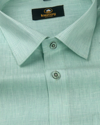 Linen Space Small Lining Mint Green Colour Men’s Shirt