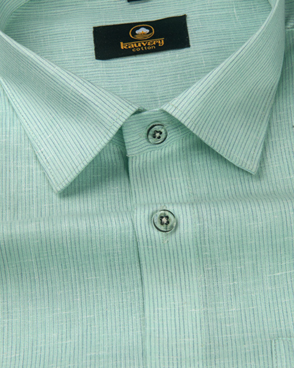 Linen Space Small Lining Mint Green Colour Men’s Shirt