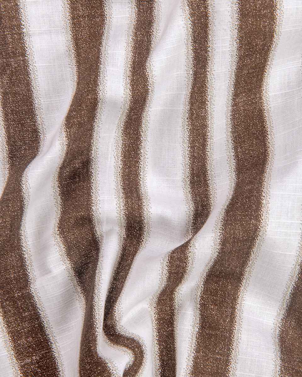 Linen Digital Printed Stiff Lining Brown Colour Shirt for Men