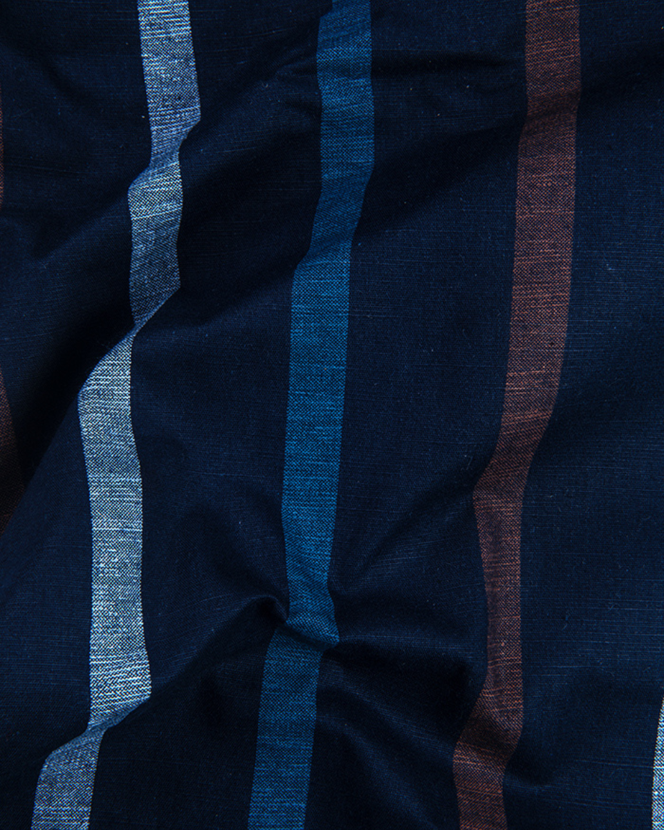 Linen Digital Printed Stiff Lining Navy Blue with Brown Colour Shirt for Men