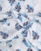 Pure Linen Digital Print Blue with Navy Blue on White Base Men’s Shirt