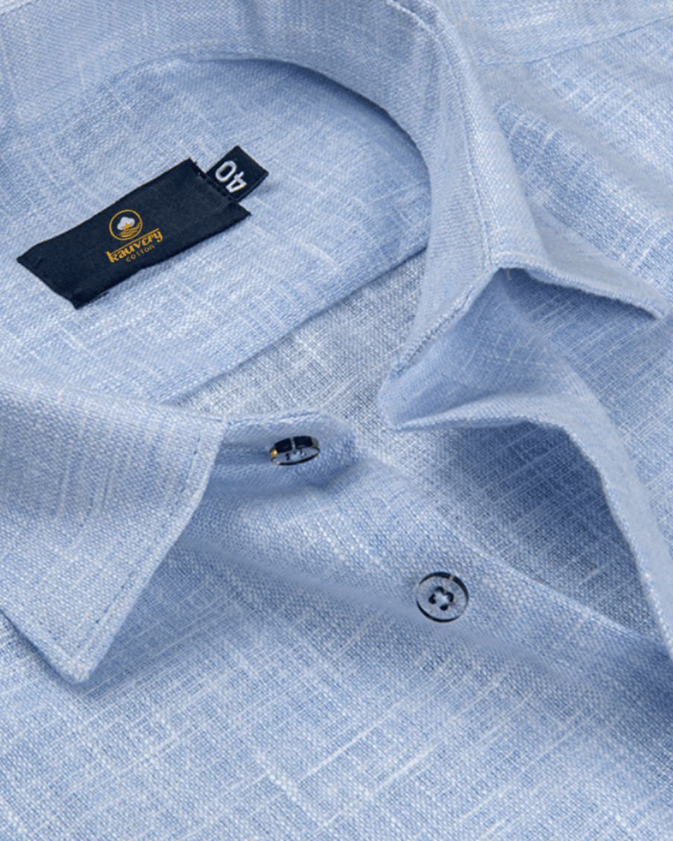 Pure Linen Ice Blue Colour Men's Shirt
