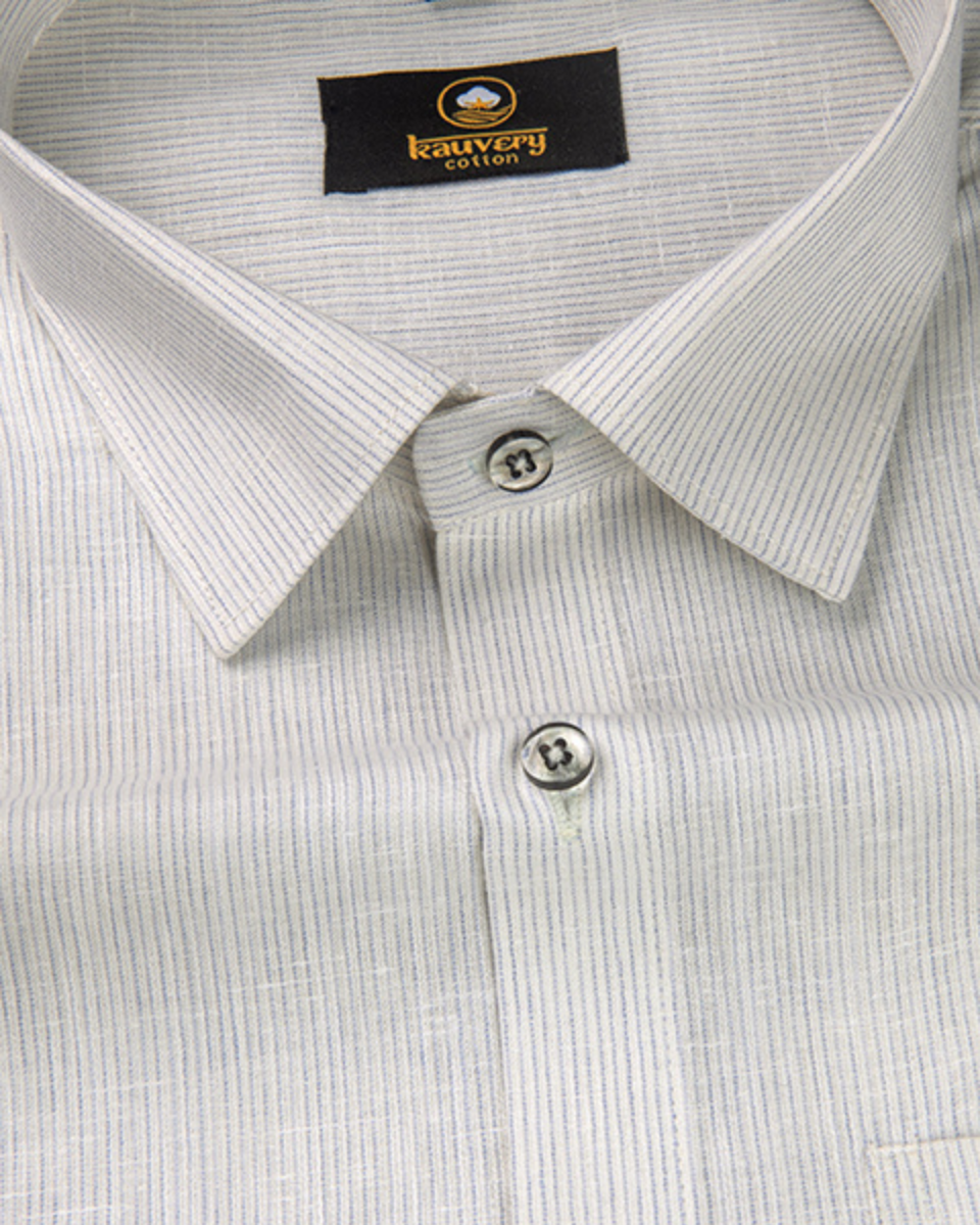 Linen Space Small Lining Cream Colour Men’s Shirt