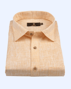 Pure Linen Light Orange Colour Mens Shirt