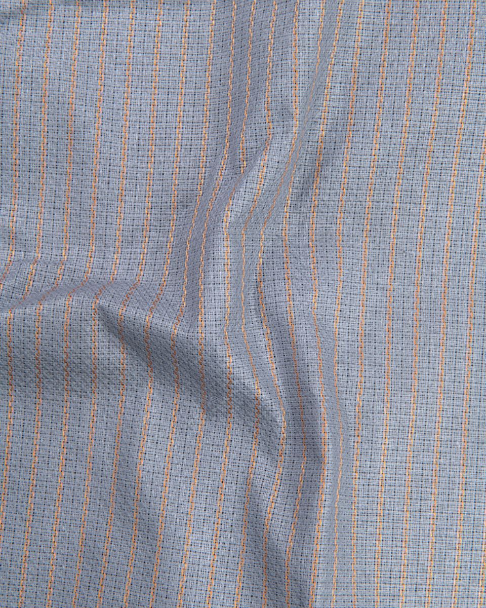 Linen Jute Striped Golden Line Steel Grey Colour Shirt for Men