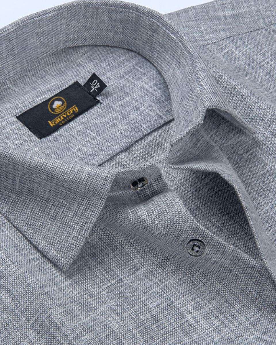 Pure Linen Dark Grey Colour Mens Shirt