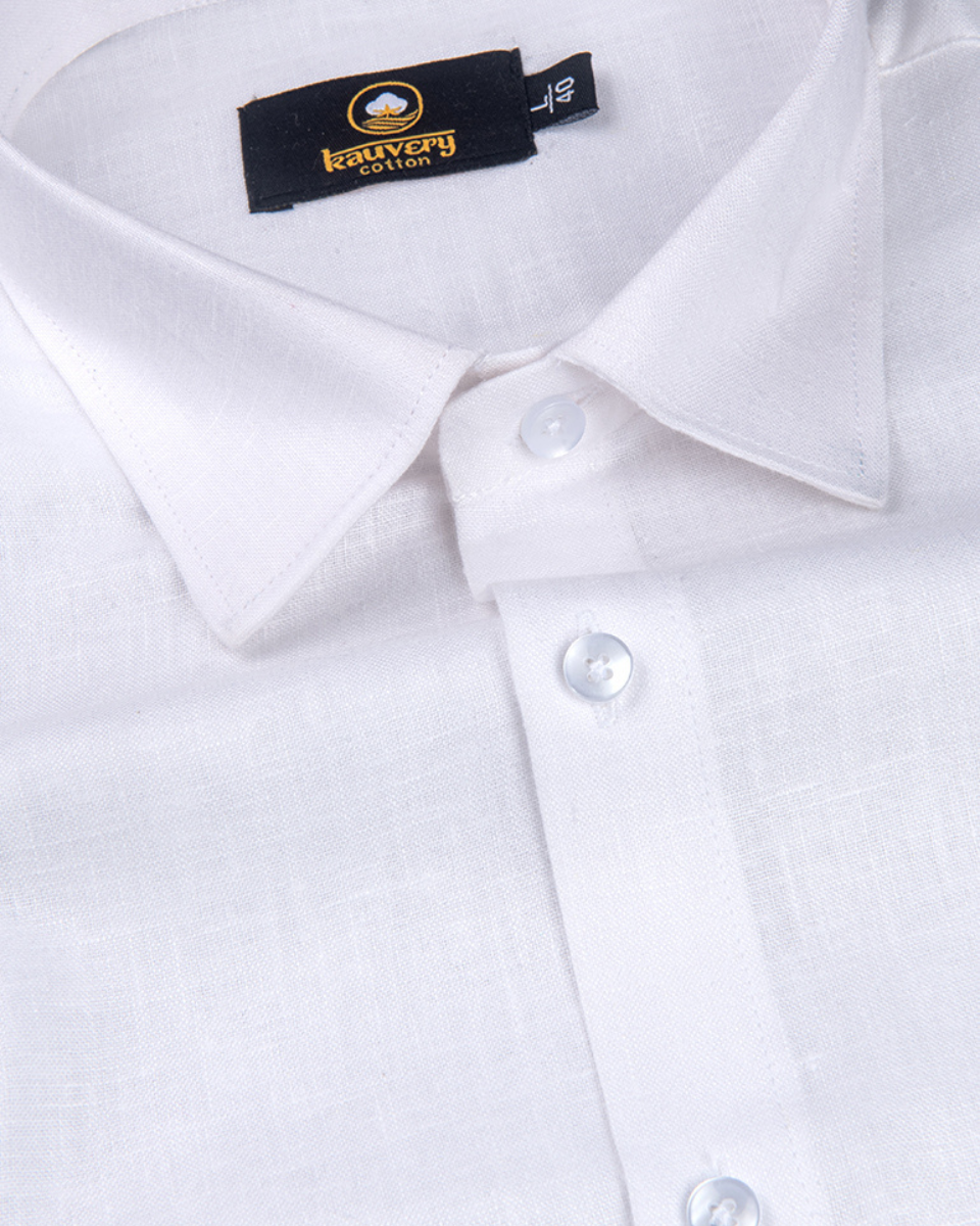 Linen 60% Lea Pure White Men's Shirt