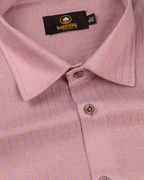 Linen Jute Striped Golden Line Light Wine Colour Men’s Shirt