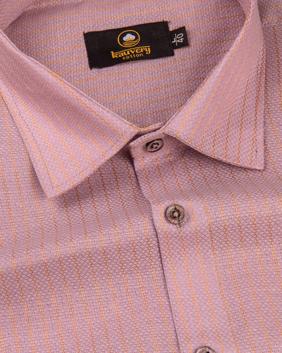 Linen Jute Striped Golden Line Light Wine Colour Men’s Shirt