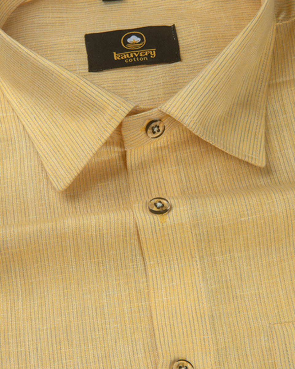 Linen Space Small Lining Mango Colour Men’s Shirt