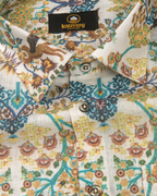 Pure Linen Digital Multicolour Print on Cream Base Men’s Shirt