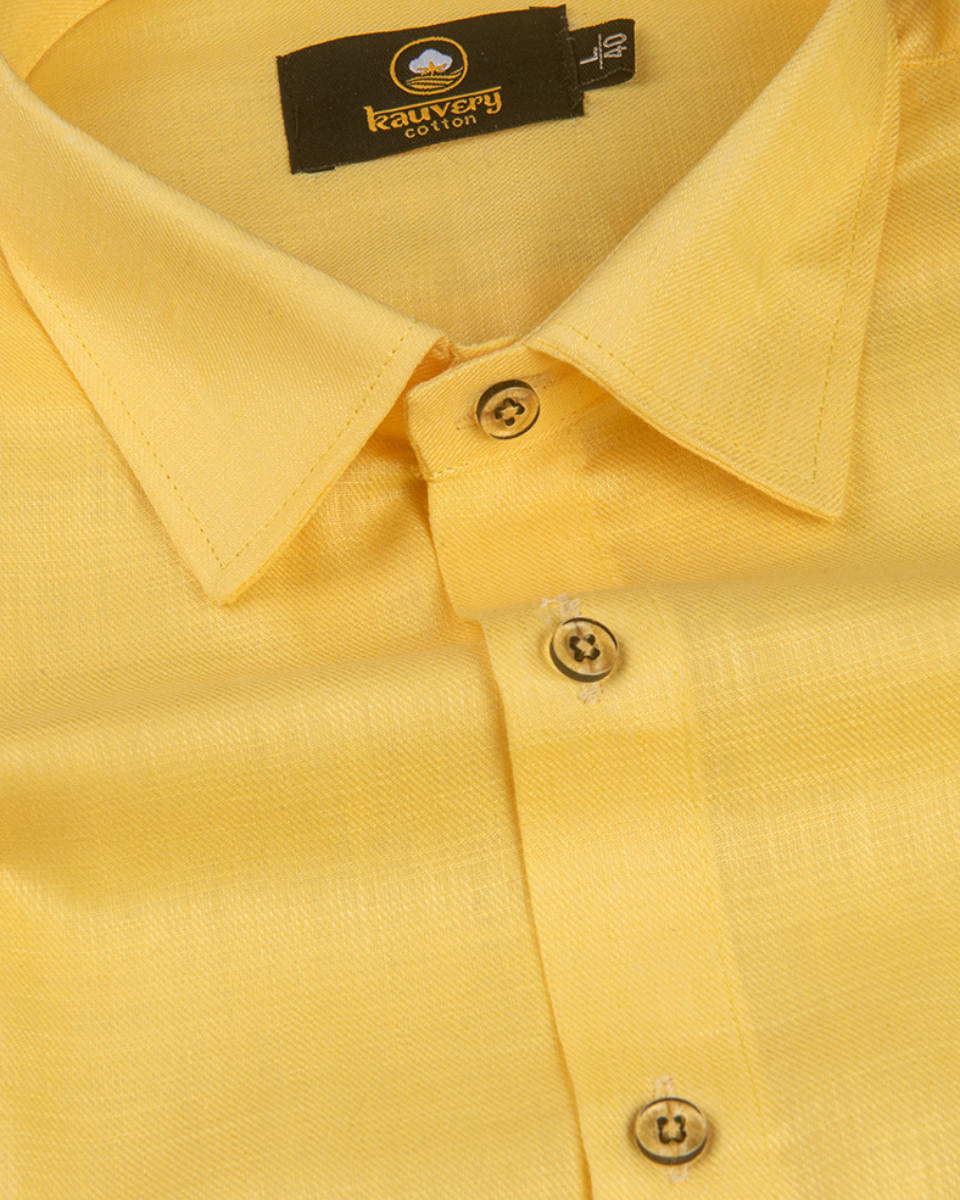 Linen Solid Mango Colour Men's Shirt