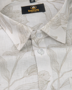 Pure Linen Digital Cream and Brown Floral Men’s Shirt