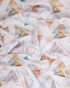 Pure Linen Digital Triangle Print White Base Rust with Rama Colour Shirt for Men