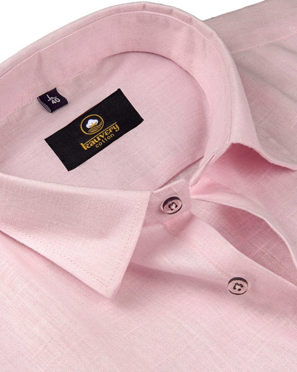 Premium Linen Cotton Baby Pink Colour Shirt For Men