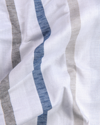 Linen Digital Printed Stiff Lining White with Grey Blue Stripe Shirt for Men