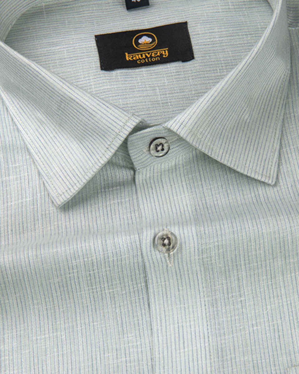 Linen Space Small Lining Light Pista Colour Men’s Shirt