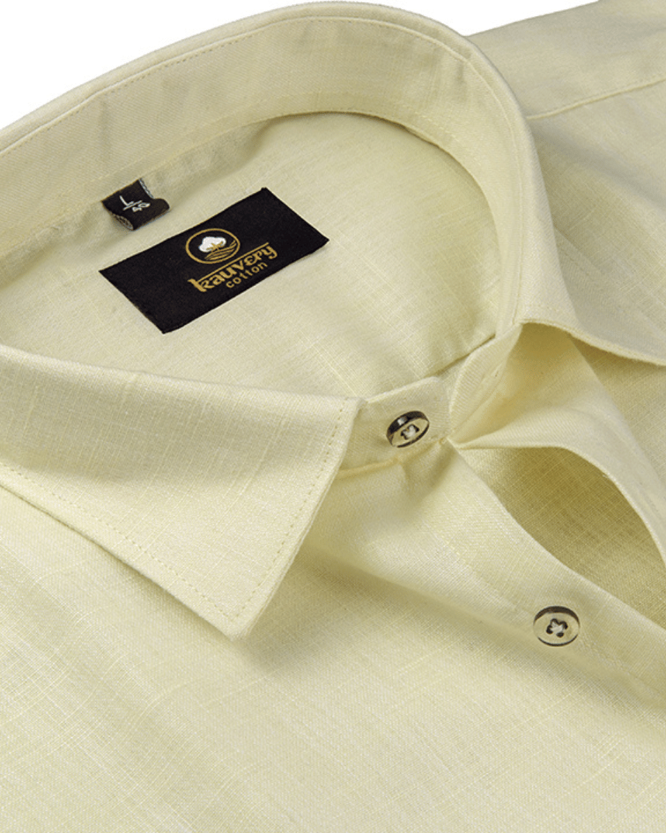 Premium Linen Cotton Butter Lemon Colour Men's Shirt