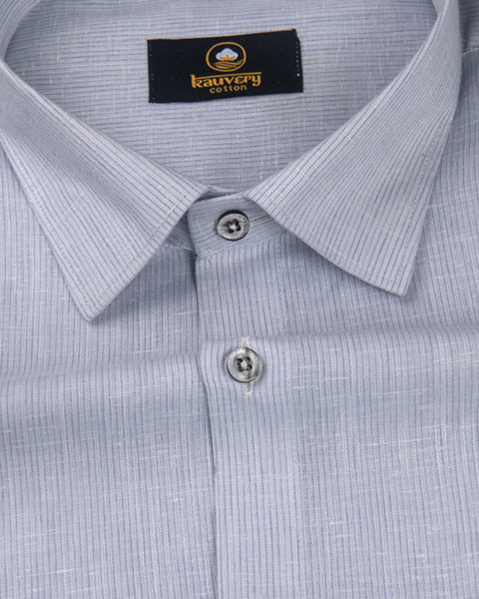 Linen Space Small Lining Light Blue Colour Men’s Shirt