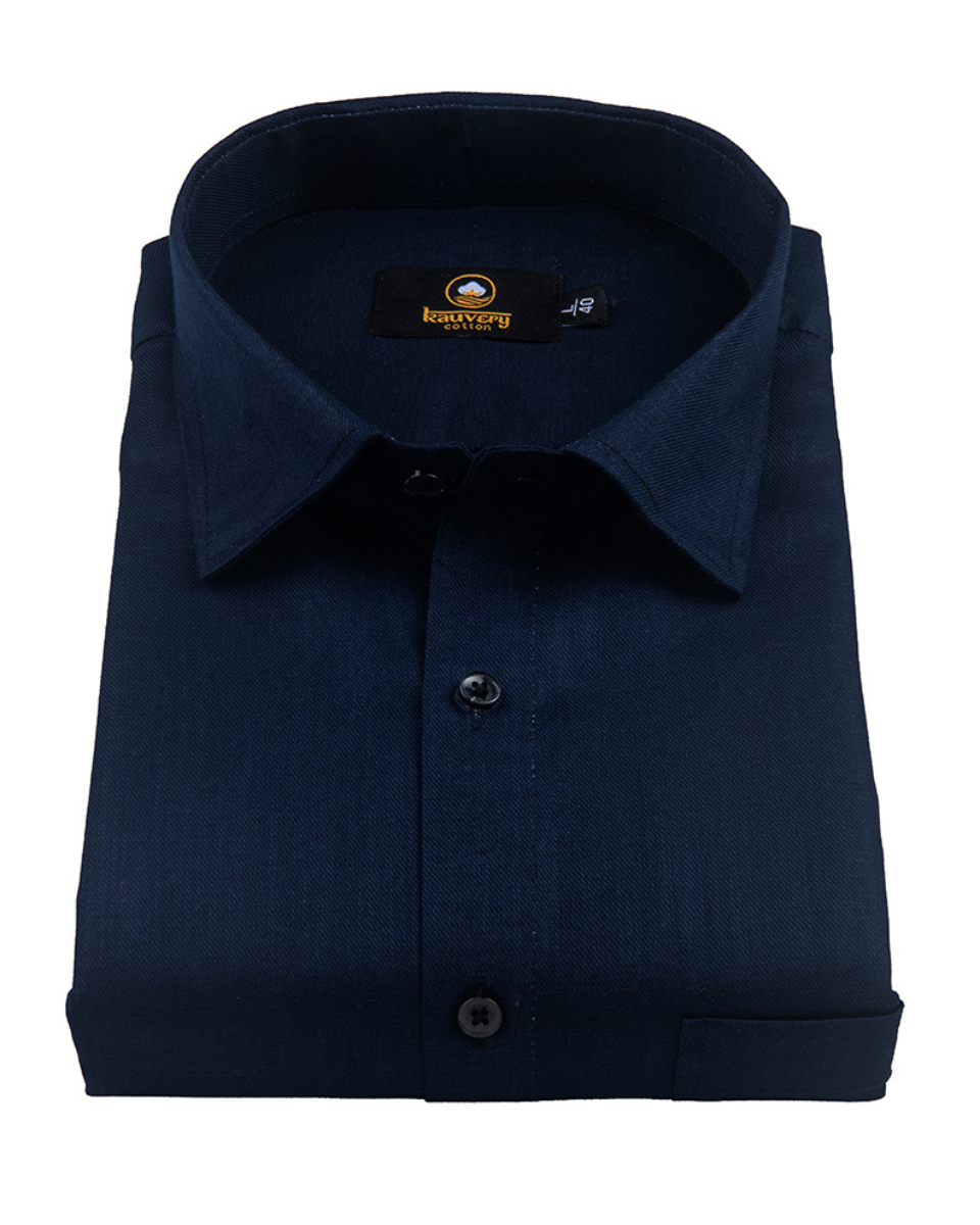 Linen Solid Dark Blue Colour Men's Shirt