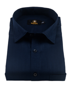 Linen Solid Dark Blue Colour Men's Shirt
