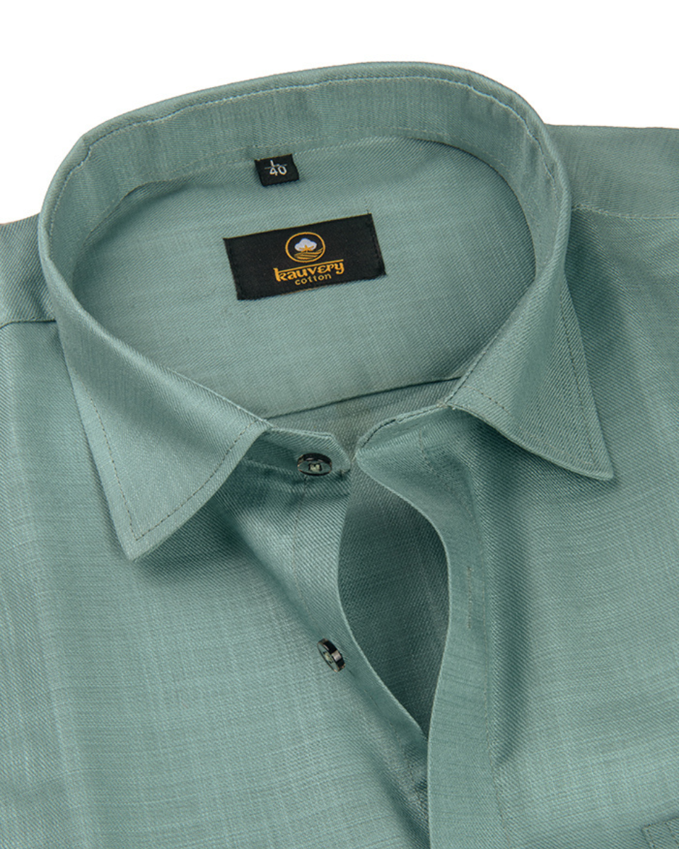 Linen Solid Pista Colour Men's Shirt