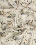 Pure Linen Digital Cream and Midnight Green Floral Men’s Shirt