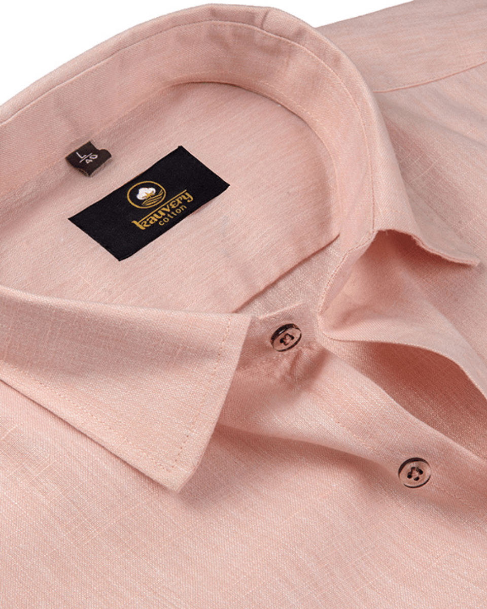Premium Linen Cotton Light Orange Colour Men's Shirt