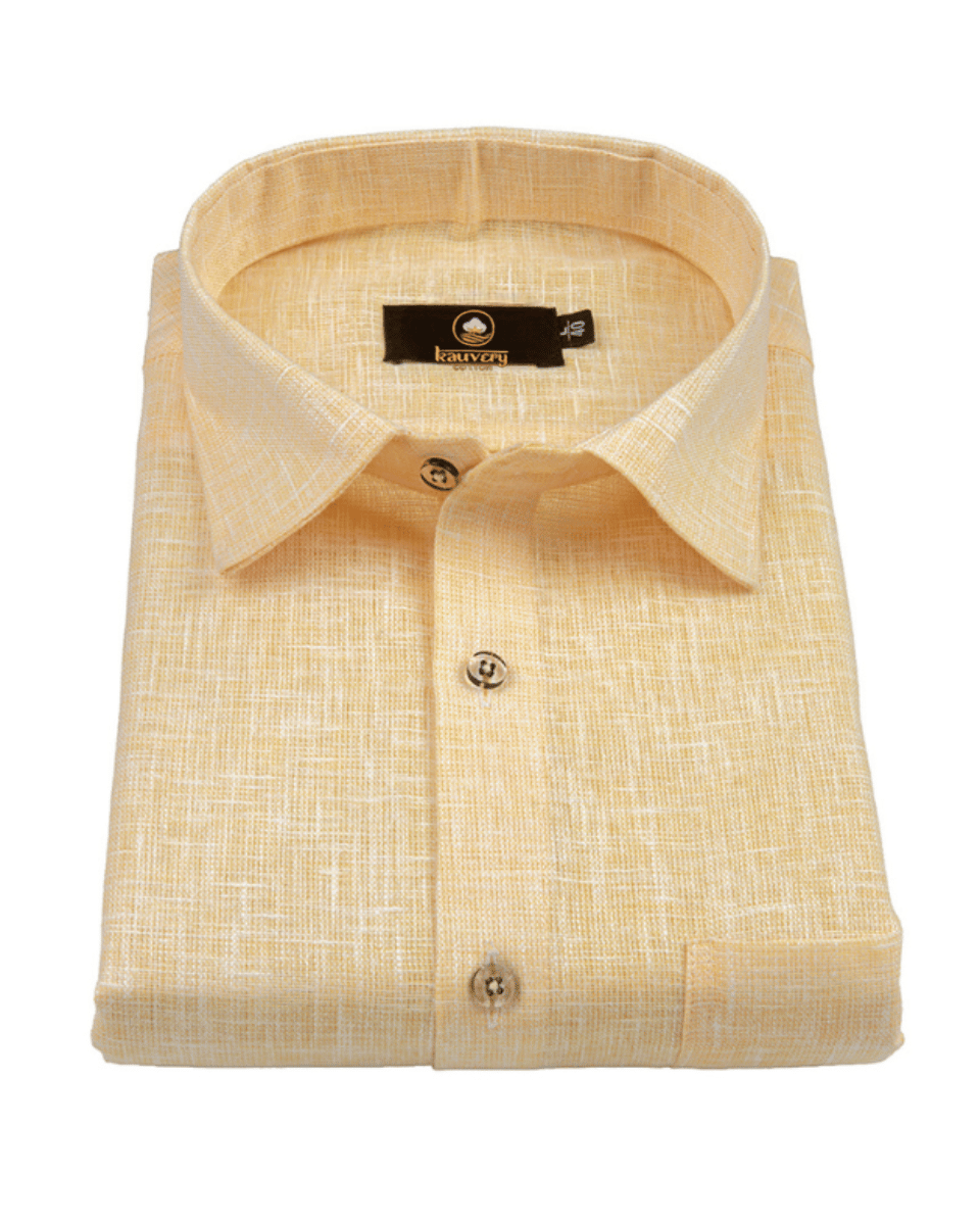 Pure Linen Mango Colour Mens Shirts