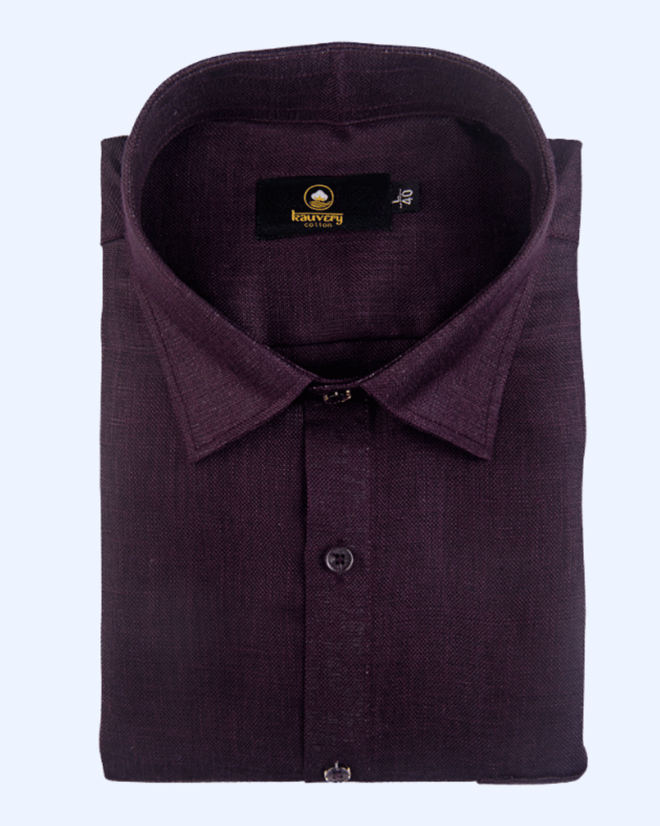 Pure Linen Dark Wine Colour Men's Shirts