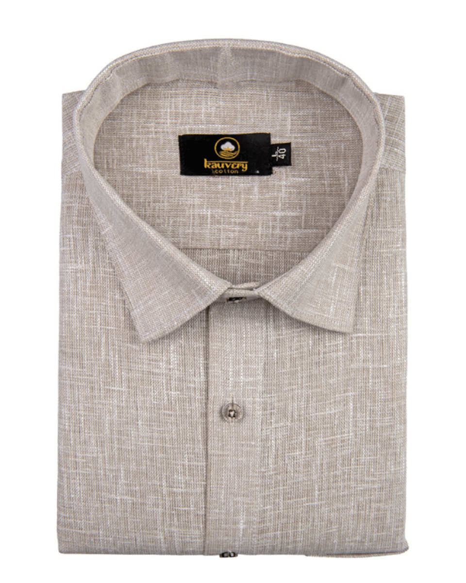 Pure Linen Light Mustard Colour Mens Shirts