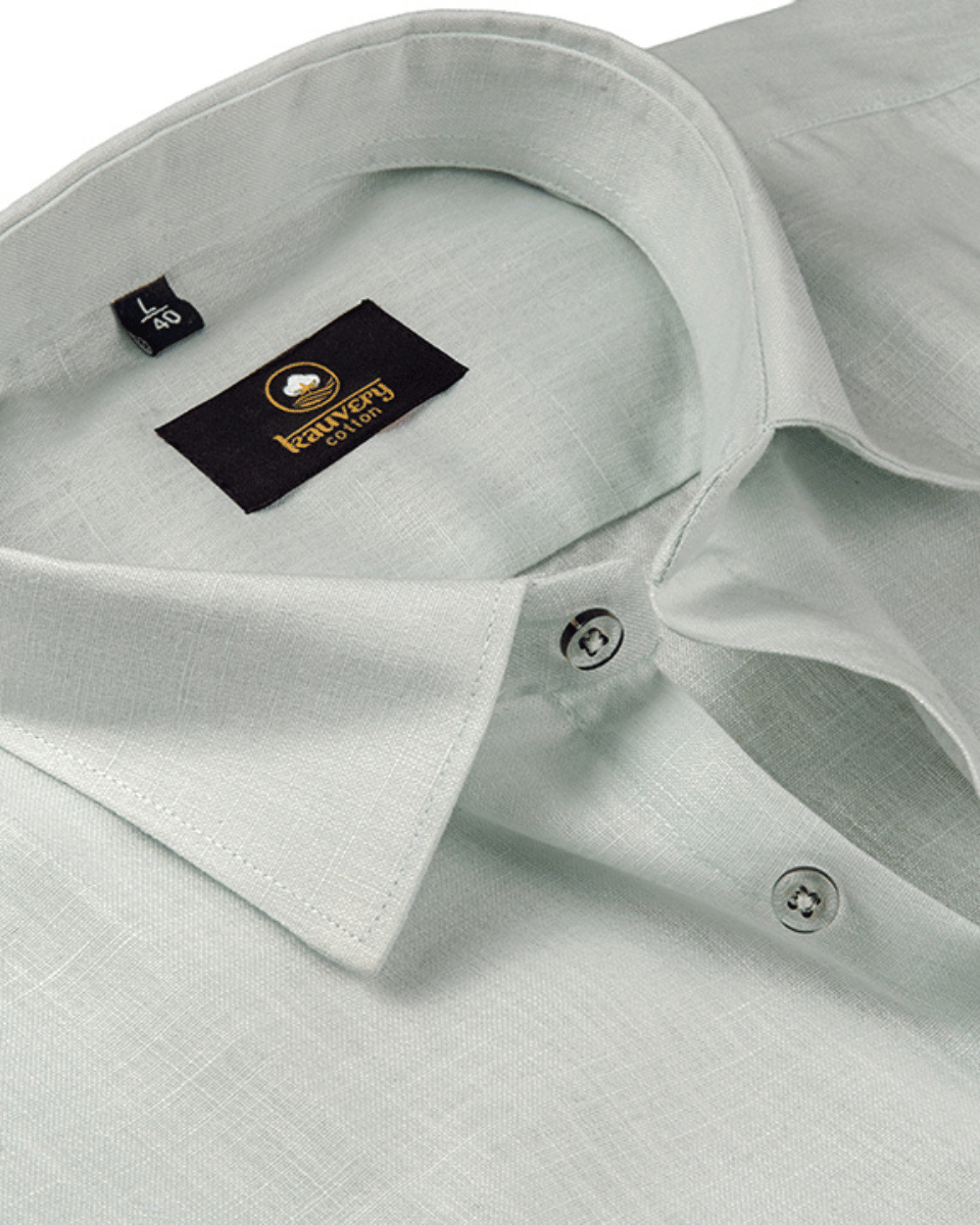 Premium Linen Cotton Mint Gray Colour Men's Shirt