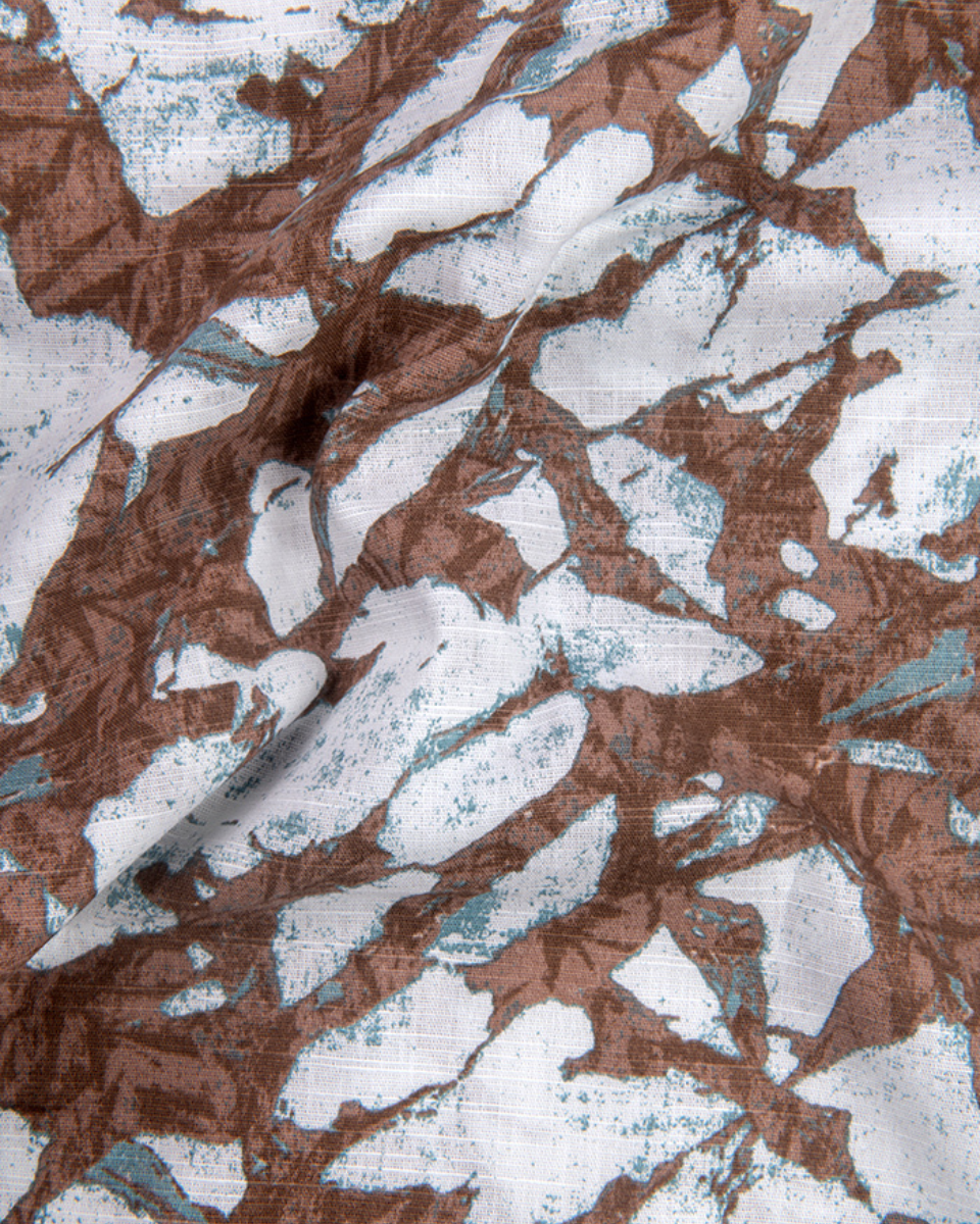 Linen Digital Printed White with Brown Colour Shirt for Men
