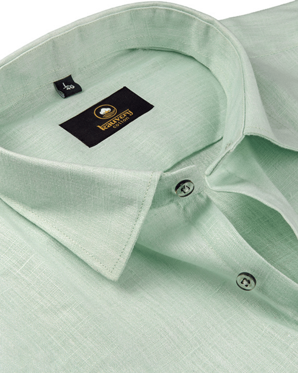 Premium Linen Cotton Light Pista Colour Men's Shirt