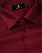 Linen Solid Mehrun Cherry Colour Men's Shirt