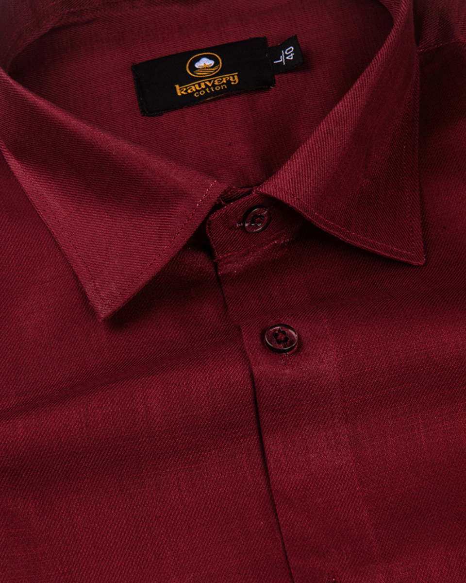 Linen Solid Mehrun Cherry Colour Men's Shirt
