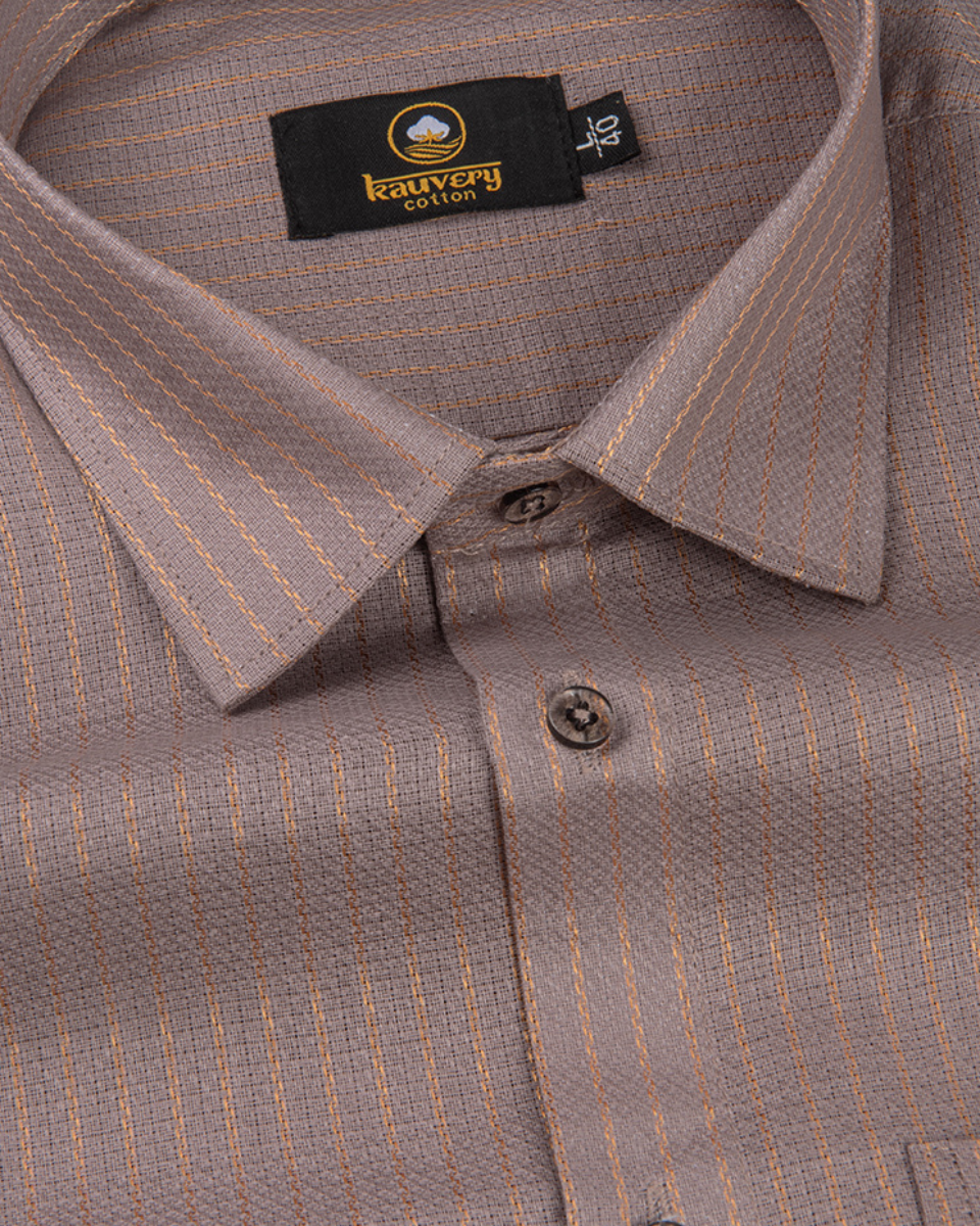 Linen Jute Striped Golden Line Mustard Colour Men’s Shirt