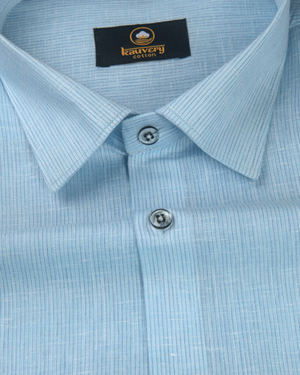 Linen Space Small Lining Ice Blue Colour Men’s Shirt
