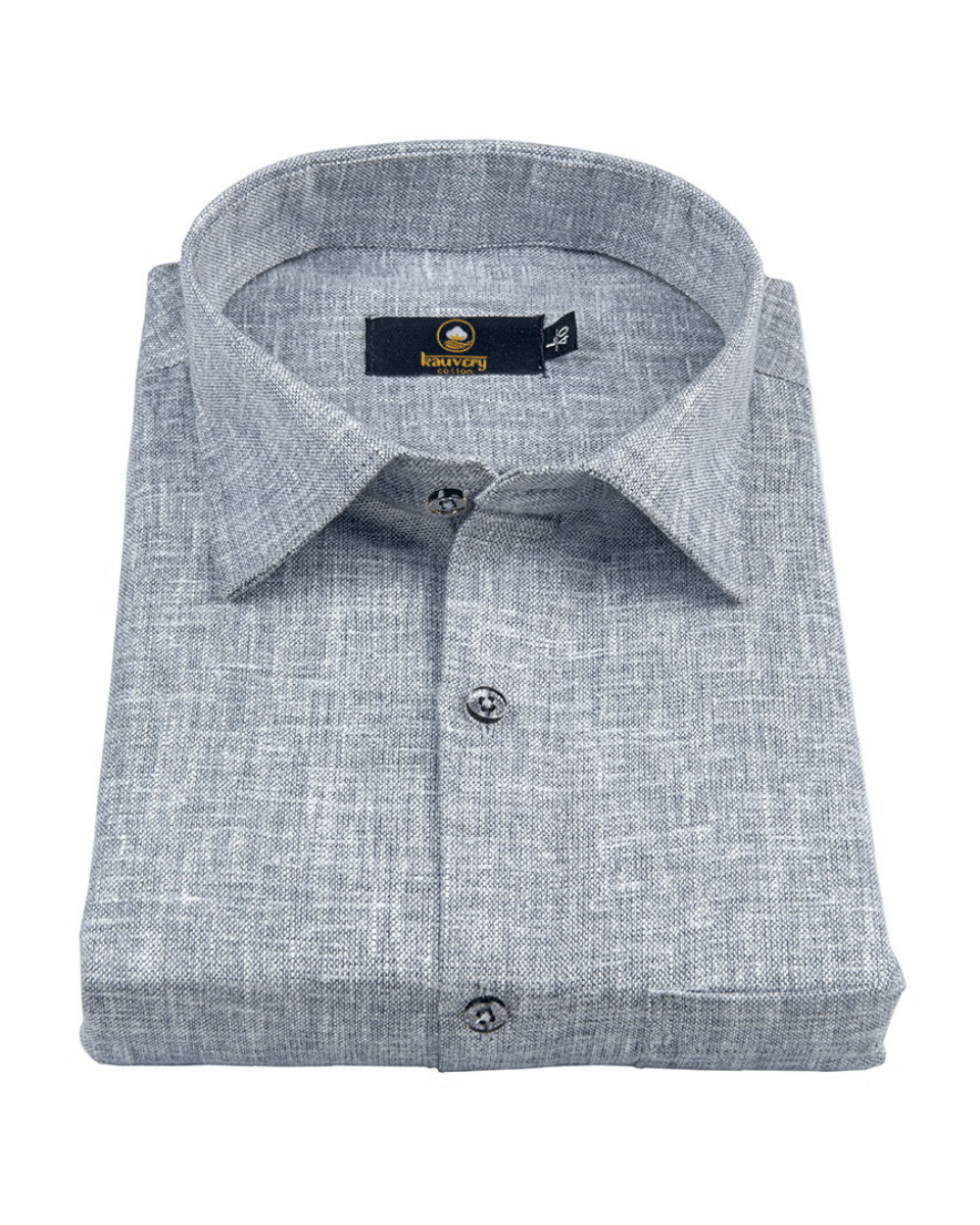 Pure Linen Dark Grey Colour Mens Shirt
