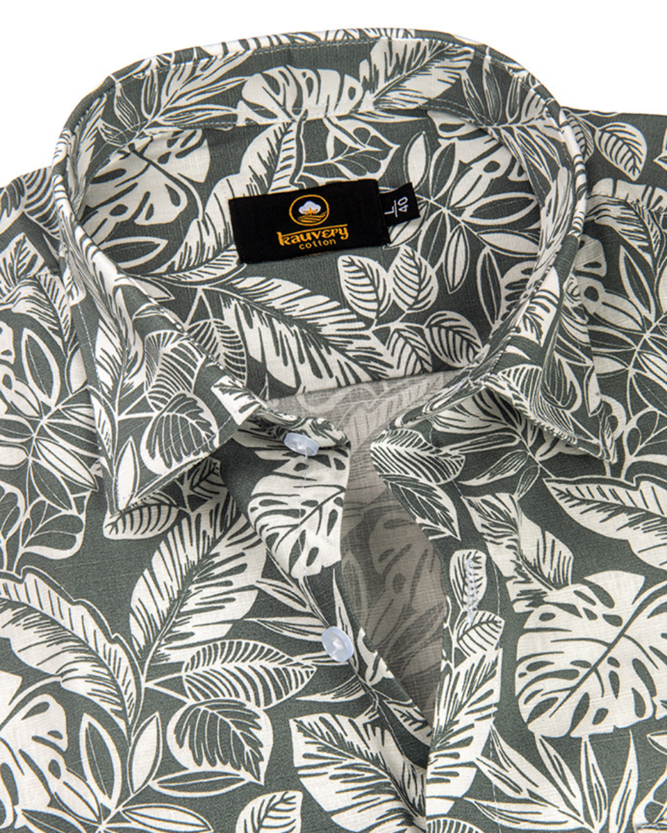 Linen Digital Printed Light Grey Colour Shirt for Men