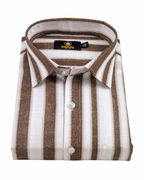 Linen Digital Printed Stiff Lining Brown Colour Shirt for Men