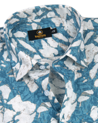 Linen Digital Printed White with Sky Blue Colour Shirt for Men