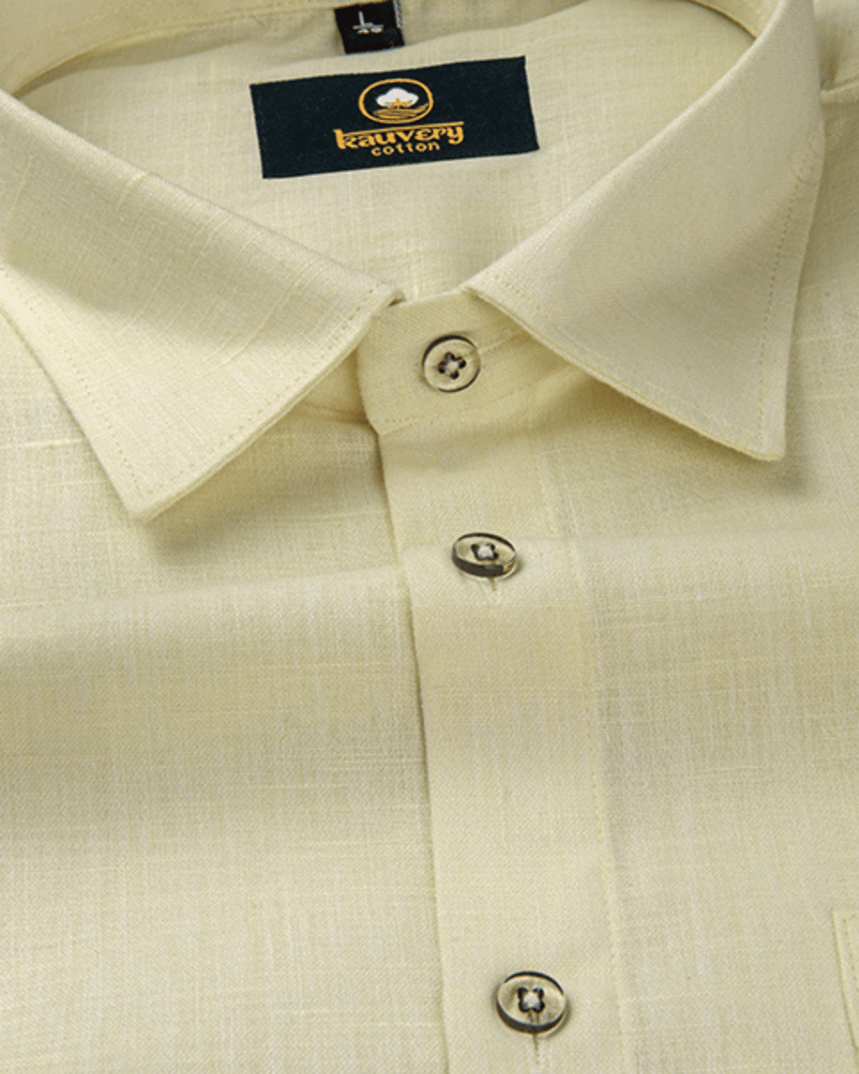 Premium Linen Cotton Butter Lemon Colour Men's Shirt