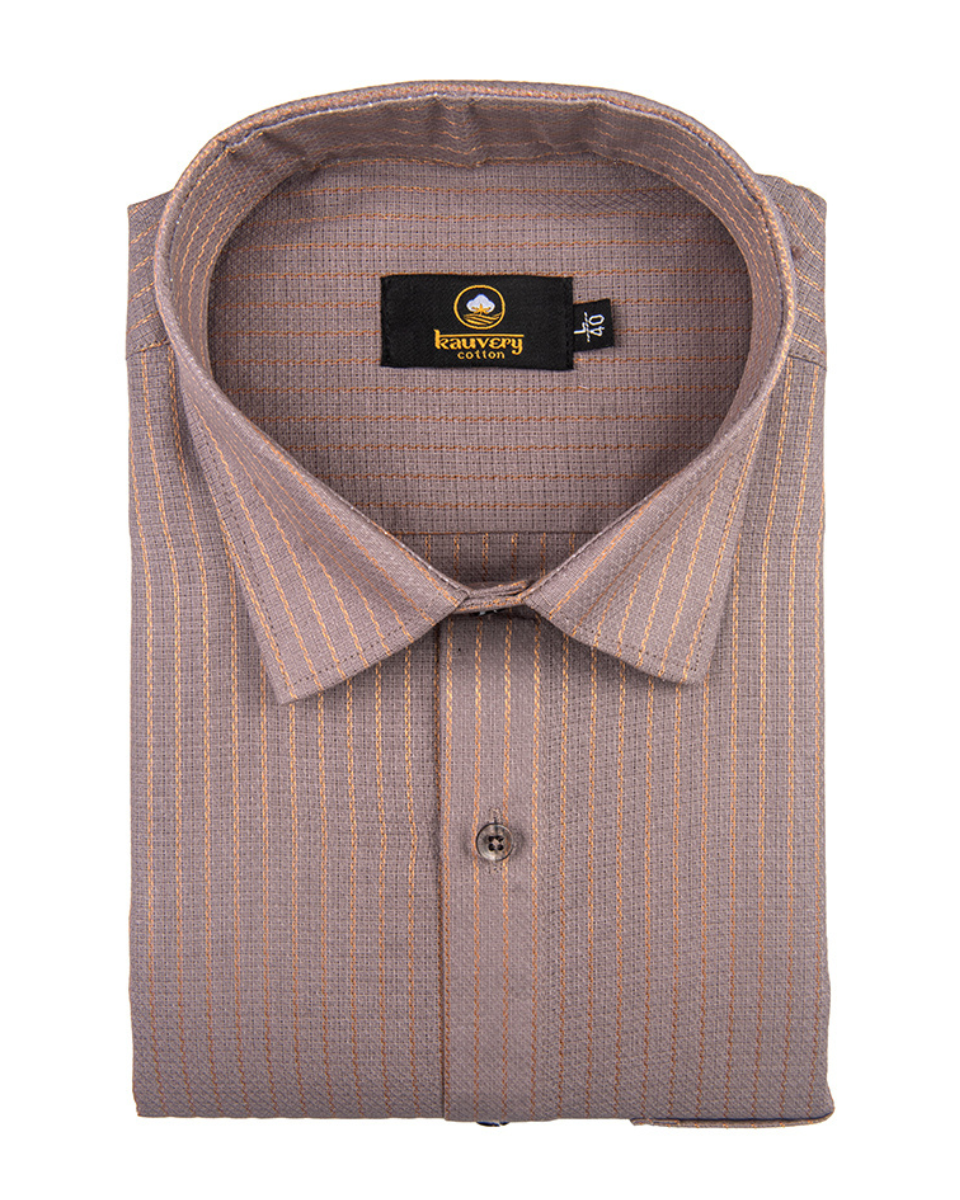 Linen Jute Striped Golden Line Mustard Colour Men’s Shirt