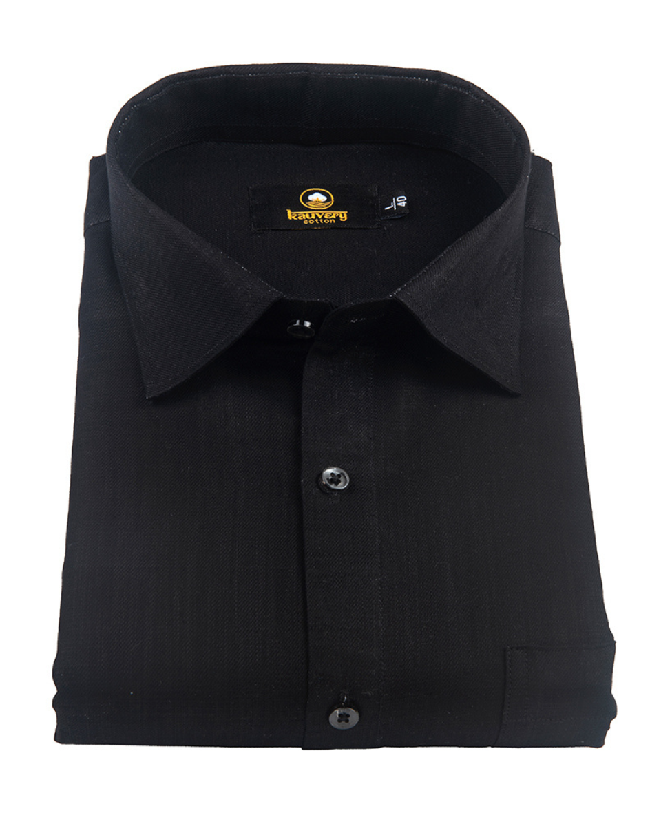 Linen Solid Full Black Colour Shirt for Men