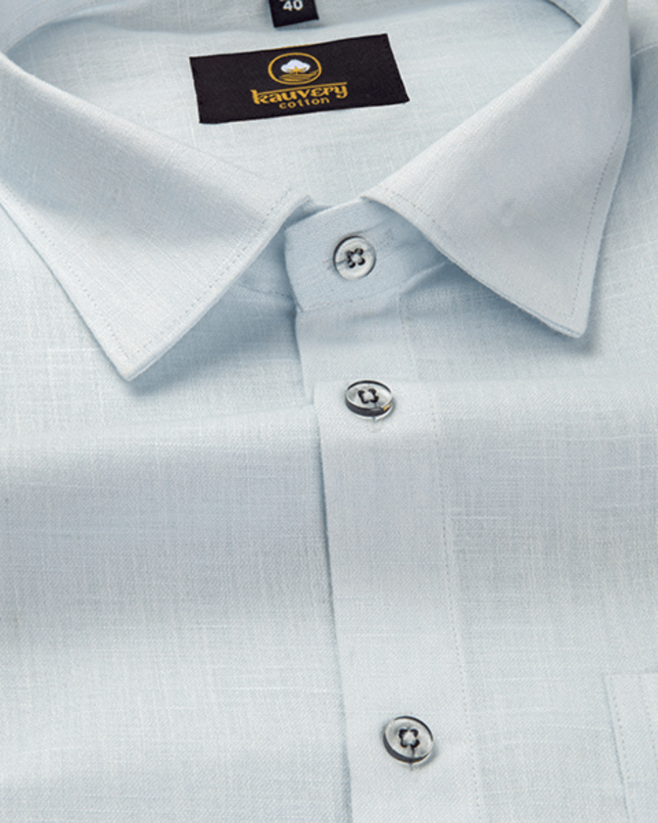Premium Linen Cotton Ice Blue Colour Men's Shirt