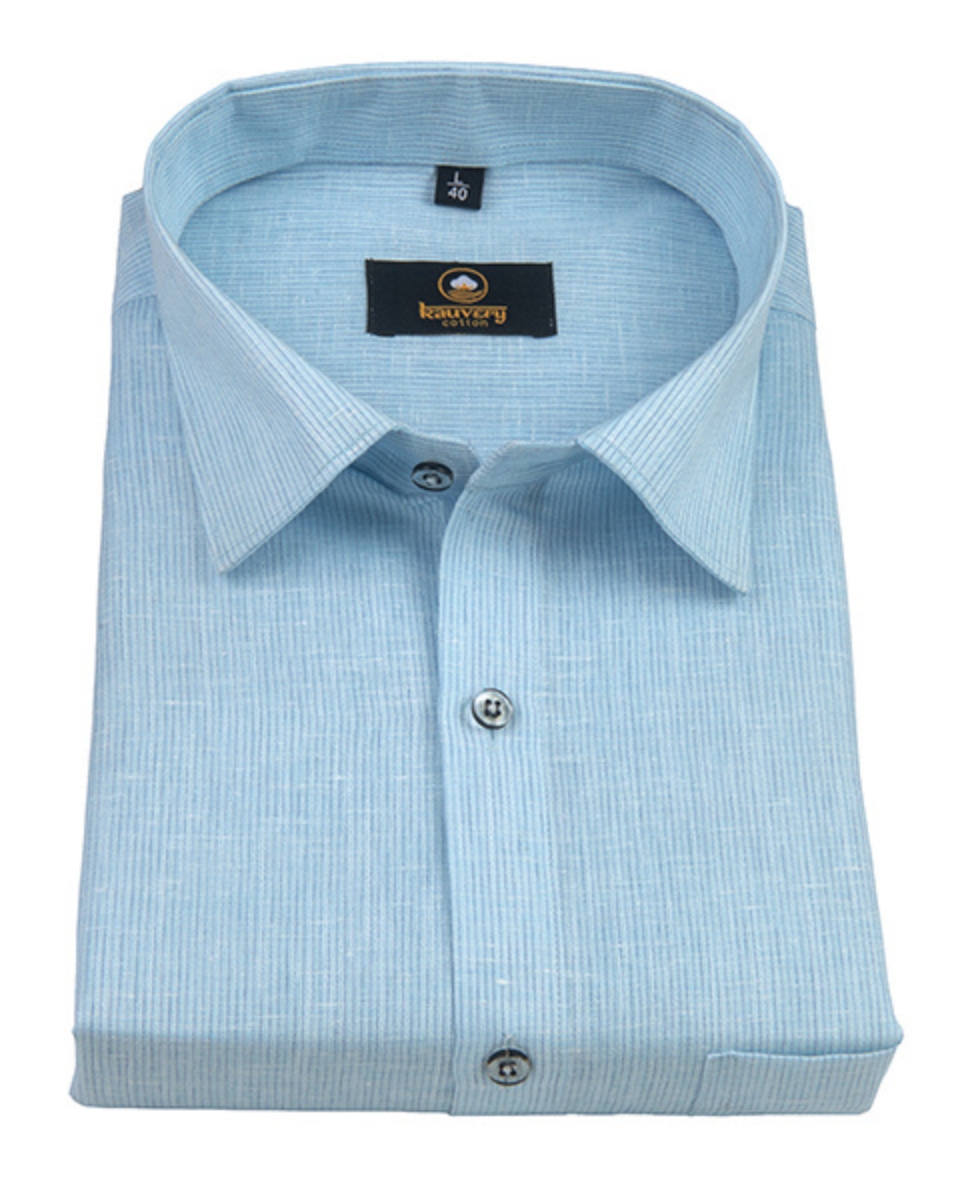 Linen Space Small Lining Ice Blue Colour Men’s Shirt